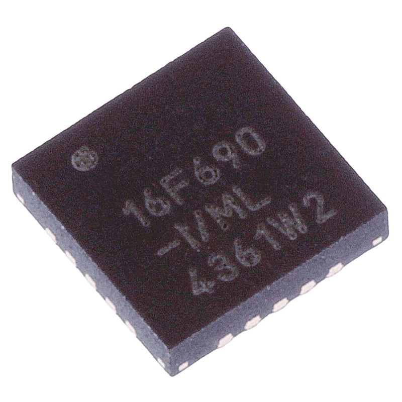 1 pcs - Microchip PIC16F690-I/ML, 8bit PIC Microcontroller, PIC16F, 20MHz, 256 B, 4096 x 14 words Flash, 20-Pin QFN