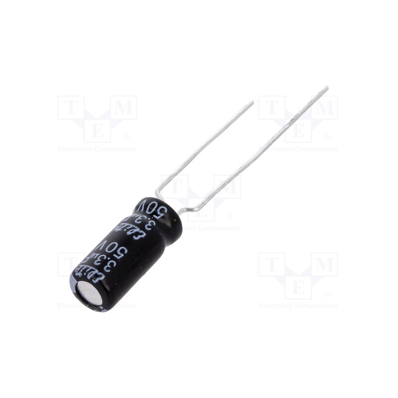 50 pcs x Elite - PF1H3R3MPN0511U - Capacitor: electrolytic, THT, 3.3uF, 50VDC, Ø5x11mm, Pitch: 5mm