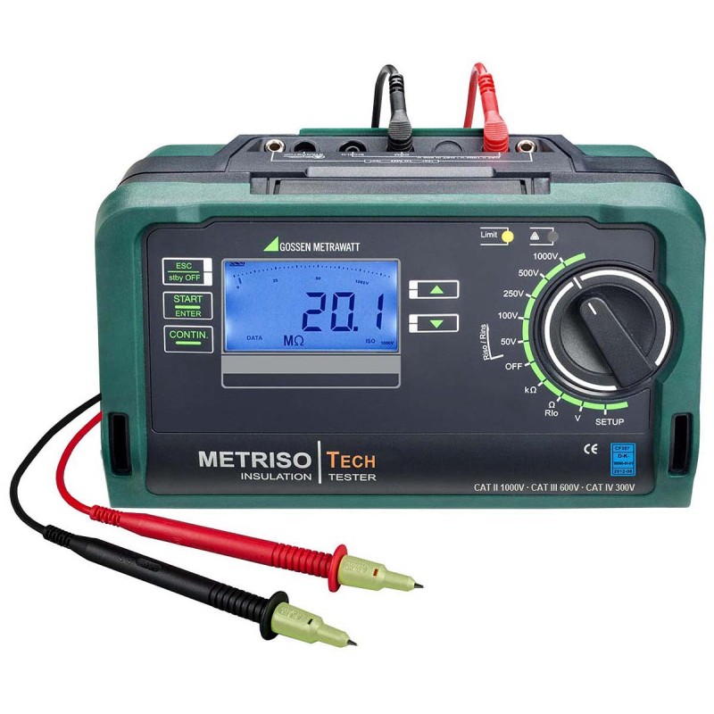 1 pcs - Gossen Metrawatt METRISO TECH Insulation Tester, 50V Min, 1000V Max, 199GΩ Max, CAT II 1000V