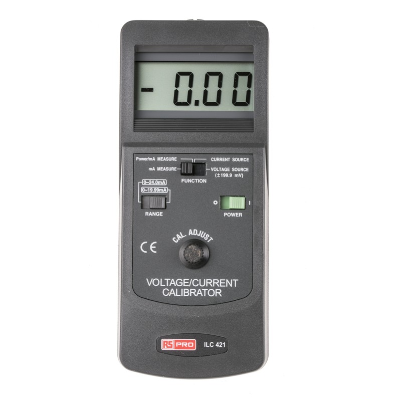 1 pcs - RS PRO CC421-G Current & Voltage Calibrator, Max Voltage +199.9mV dc, Max Current 24mA, RS Calibration