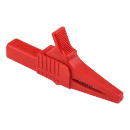 1 pcs - Mueller Electric Crocodile Clip 4 mm Connection, Nickel-Plated Steel Contact, 30A, Red
