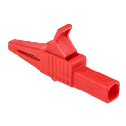 1 pcs - Mueller Electric Crocodile Clip 4 mm Connection, Nickel-Plated Steel Contact, 30A, Red