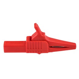 1 pcs - Mueller Electric Crocodile Clip 4 mm Connection, Nickel-Plated Steel Contact, 30A, Red