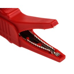 1 pcs - Mueller Electric Crocodile Clip 4 mm Connection, Nickel-Plated Steel Contact, 30A, Red