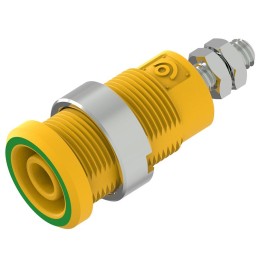 1 pcs - Electro PJP Green, Yellow Female Banana Socket, Plug In Termination, 25A, 600 - 1000V