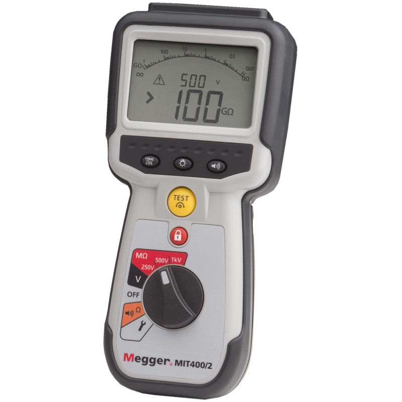 1 pcs - Megger MIT400 2 Insulation Tester, 10V Min, 1000V Max, 200GΩ Max, CAT IV - RS Calibration