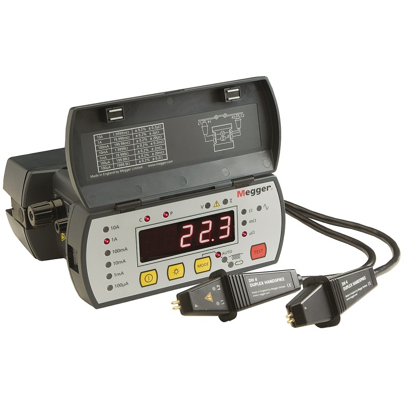 1 pcs - Megger DLRO10 Handheld Ohmmeter, 2000 Ω Max, 100nΩ Resolution, Low Resistance - RS Calibrated