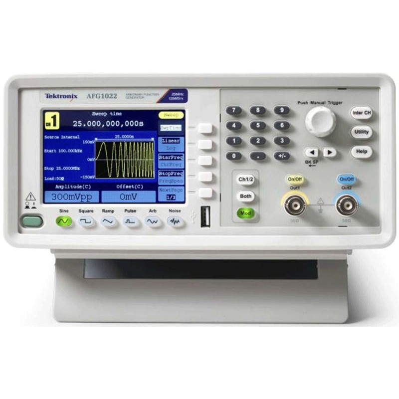 1 pcs - Tektronix AFG1022 Arbitrary Waveform Generator, 10MHz Max, 2-Channel, 1 μHz, 1 mHz Min - RS Calibrated
