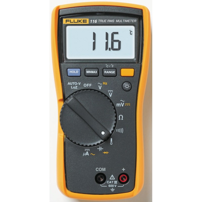 1 pcs - Fluke 116 Handheld Digital Multimeter, True RMS, 600μA ac Max, 600μA dc Max, 600V ac Max - UKAS Calibrated