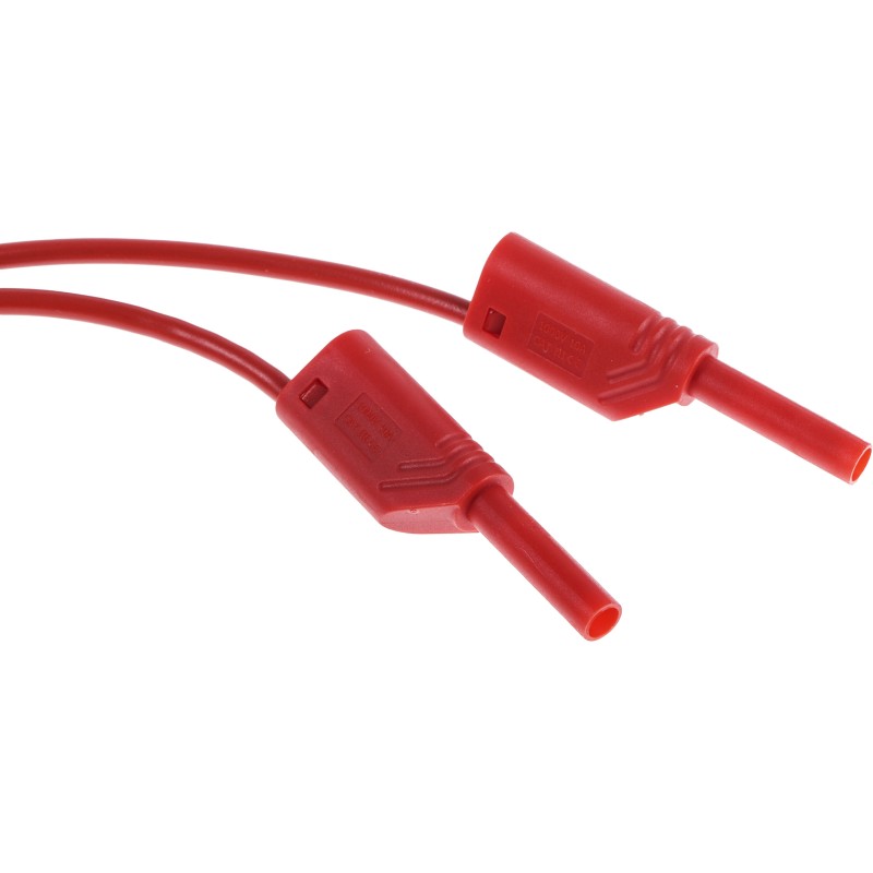 1 pcs - Hirschmann Test & Measurement 2 mm Connector Test Lead, 10A, 1000V ac/dc, Red, 2m Lead Length