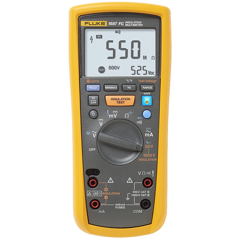 1 pcs - Fluke 1587 FC Insulation Tester, 50V Min, 1000V Max, 2GΩ Max, CAT III 1000V