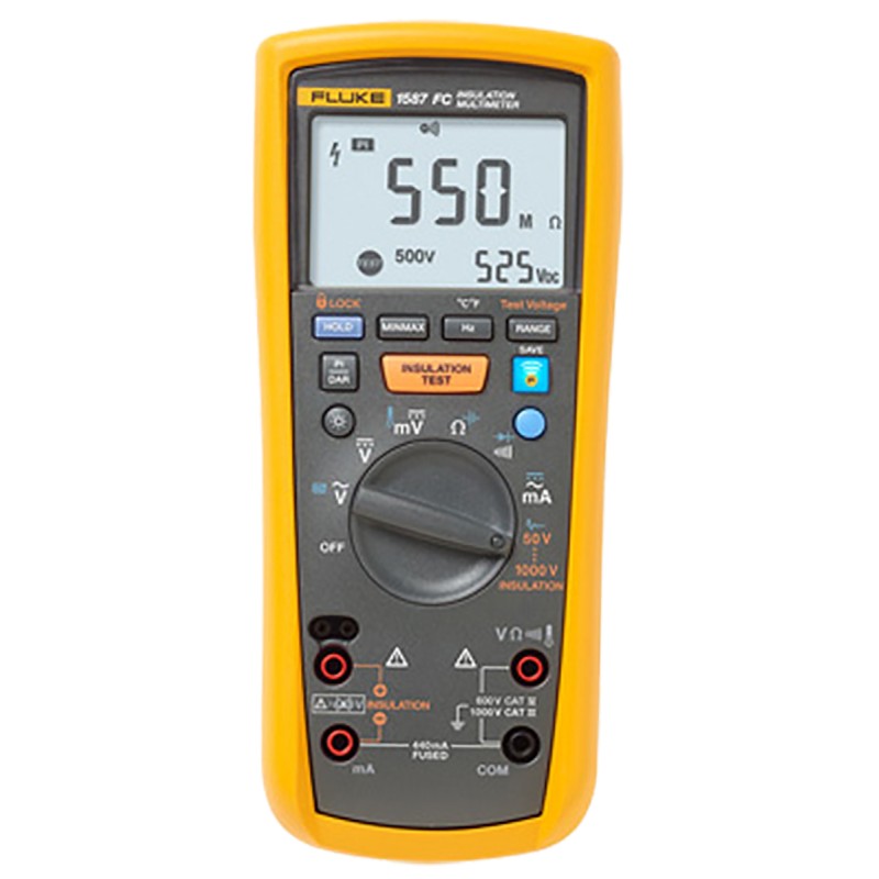 1 pcs - Fluke 1587 FC Insulation Tester, 50V Min, 1000V Max, 2GΩ Max, CAT III 1000V - UKAS Calibration