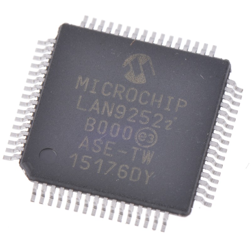 160 pcs - Microchip LAN9252I/PT, Ethernet Controller, 100Mbps MDI, MDIX, MII, RMII, Host Bus, 3.3 V, 64-Pin TQFP