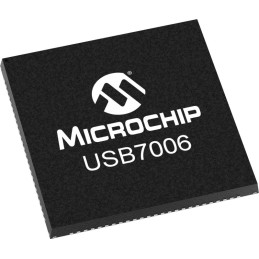 168 pcs - Microchip USB7006/KDX, USB Controller, 480/12/1.5/5000Mbps, USB 2.0, USB 3.2, 3.3 V, 100-Pin VQFN