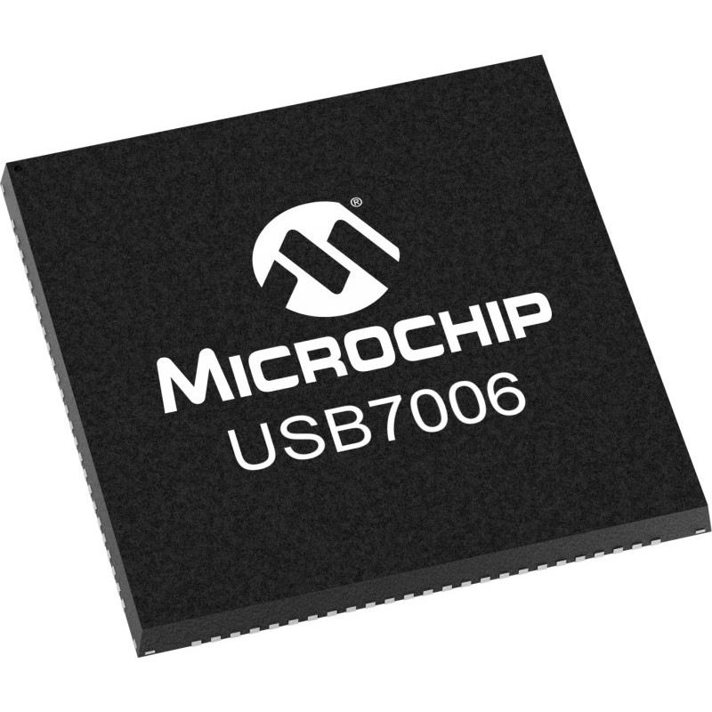 168 pcs - Microchip USB7006/KDX, USB Controller, 480/12/1.5/5000Mbps, USB 2.0, USB 3.2, 3.3 V, 100-Pin VQFN