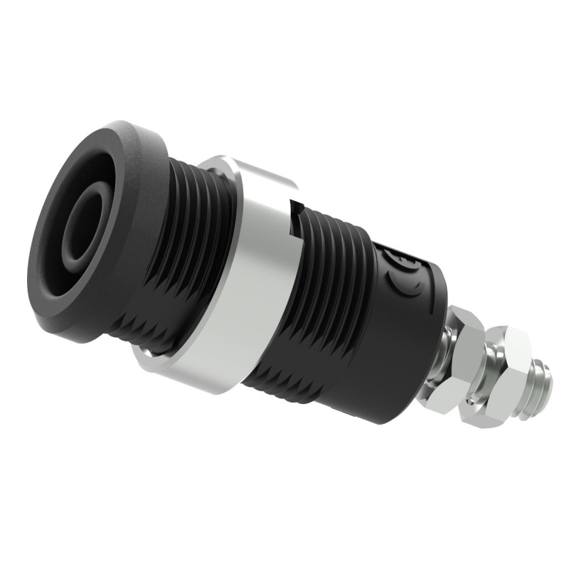 1 pcs - Electro PJP Black Female Banana Socket, Plug In Termination, 25A, 600 - 1000V