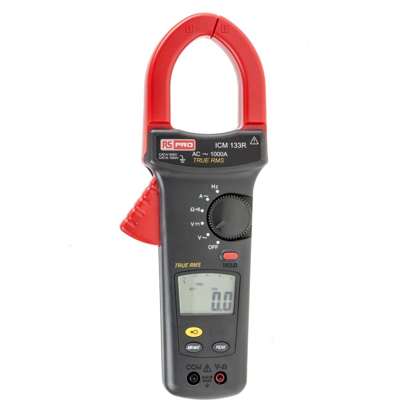 1 pcs - RS PRO ICM133R Clamp Meter, Max Current 1000A ac CAT III 1000 V, CAT IV 600 V