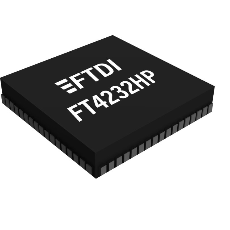 260 pcs - FTDI Chip FT4232HPQ-TRAY, USB Controller, 4-Channel, 12Mbps, USB 2.0, 3.3 V, 68-Pin QFN-68