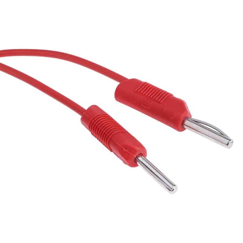 1 pcs - RS PRO 4 mm Test Probe Lead, 2.5A, 50V ac, Red, 500mm Lead Length