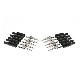 10 pcs - Mueller Electric Crocodile Clip 4 mm Connection, Nickel-Plated Steel Contact, 10A, Black