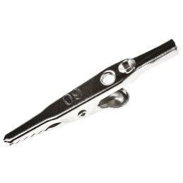 10 pcs - Mueller Crocodile Clip 4 mm Connection, Nickel-Plated Steel, Steel Contact, 10A