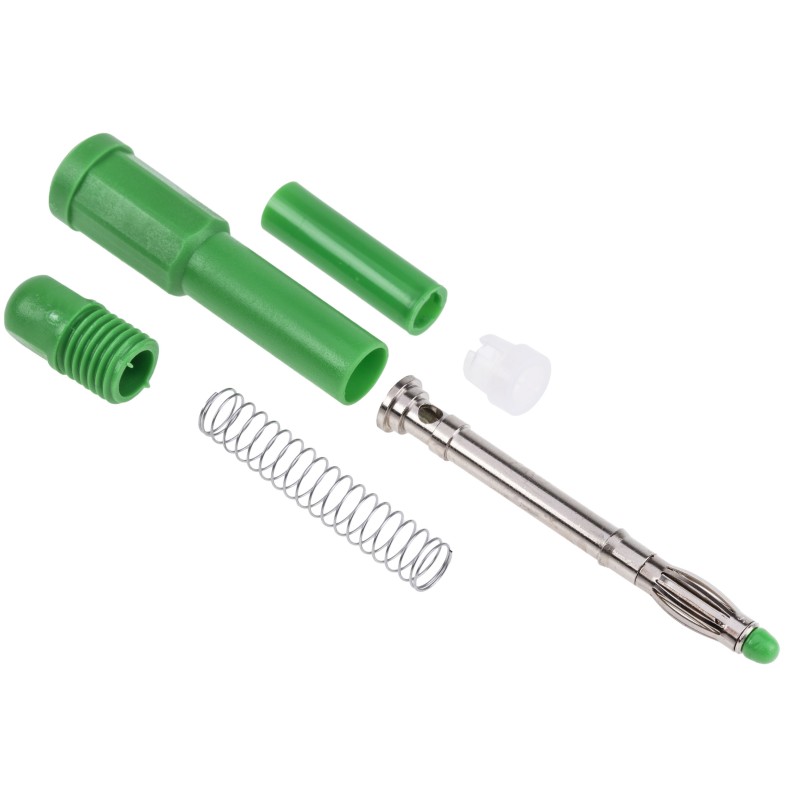 5 pcs - RS PRO Green Male Banana Plug, 4 mm Connector, Solder Termination, 20A, 1000V