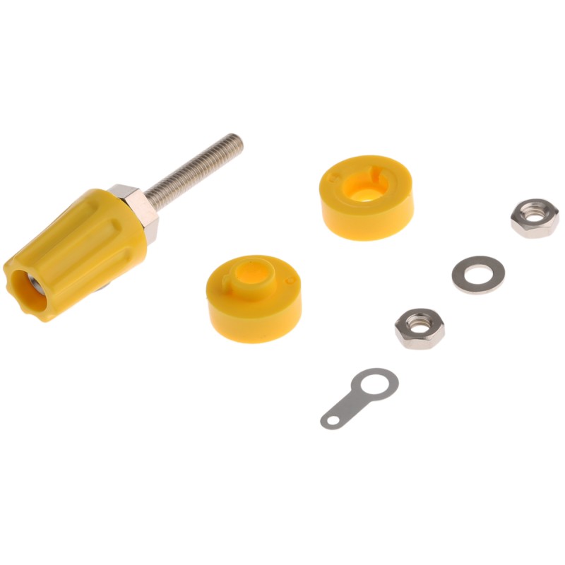 5 pcs - RS PRO 16A, Yellow Binding Post With Brass Contacts and Nickel Plated