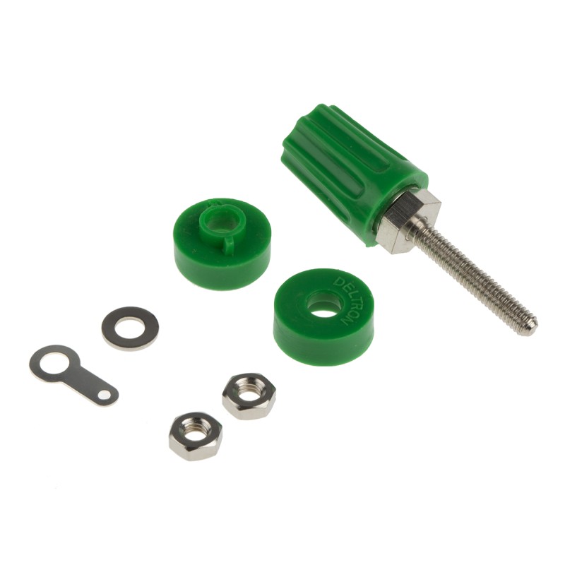5 pcs - RS PRO 16A, Green Binding Post With Brass Contacts and Nickel Plated