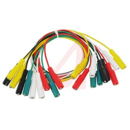 1 Set - Mueller Electric Test Leads, 5A, 300V, Black, Green, Red, White, Yellow, 460mm Lead Length