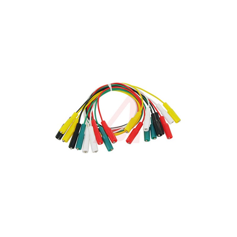 1 Set - Mueller Electric Test Leads, 5A, 300V, Black, Green, Red, White, Yellow, 460mm Lead Length