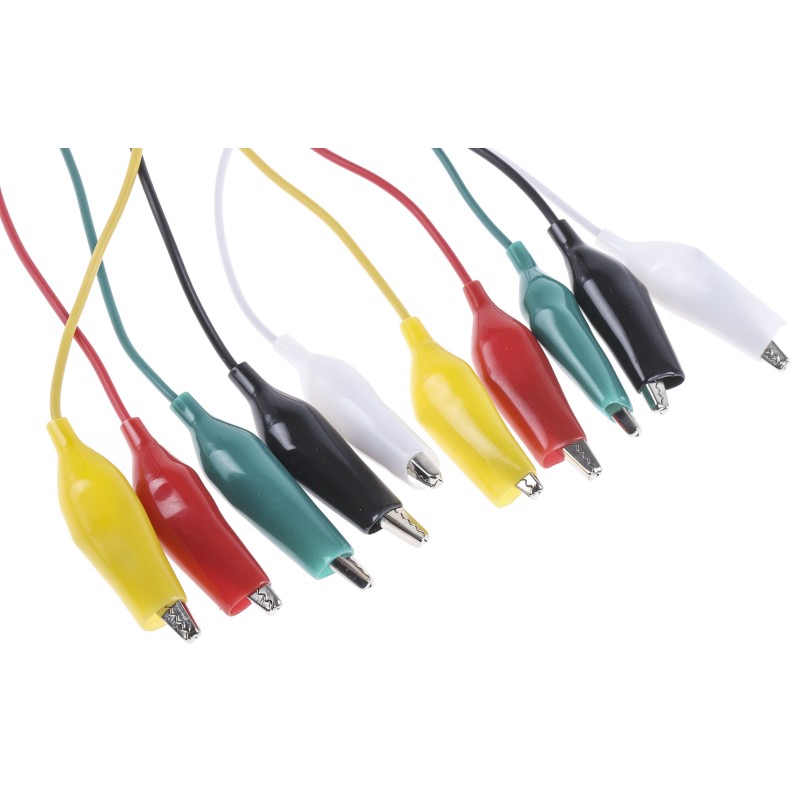 1 Set - Mueller Electric Test Leads, 7A, 300V, Black, Green, Red, White, Yellow, 300mm Lead Length