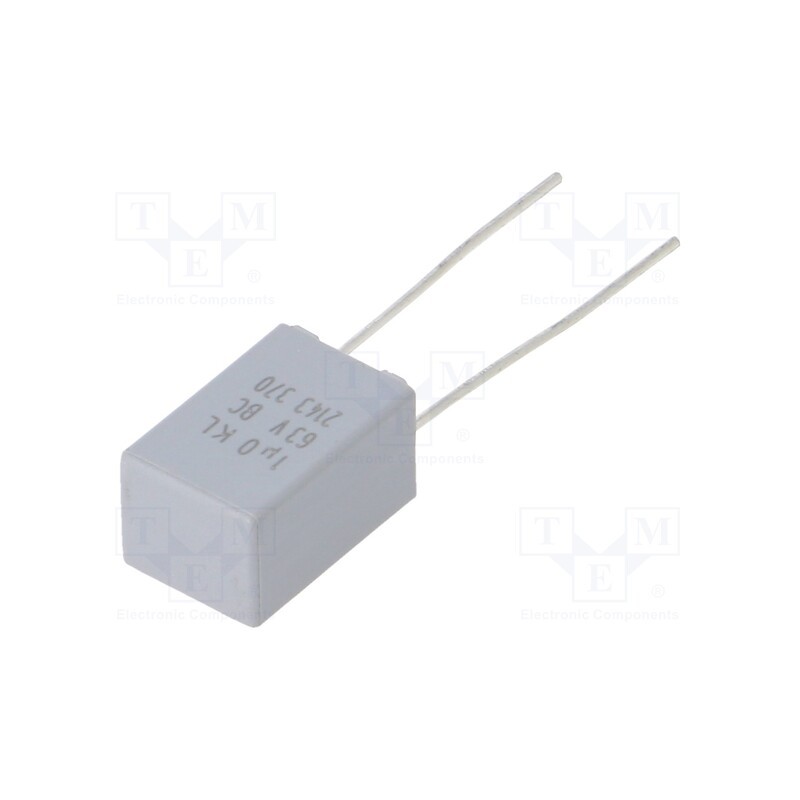 750 pcs x VISHAY - BFC237075105 - Capacitor: polyester, 1uF, 40VAC, 63VDC, 5mm, ±10%, 6x11x7.2mm, THT
