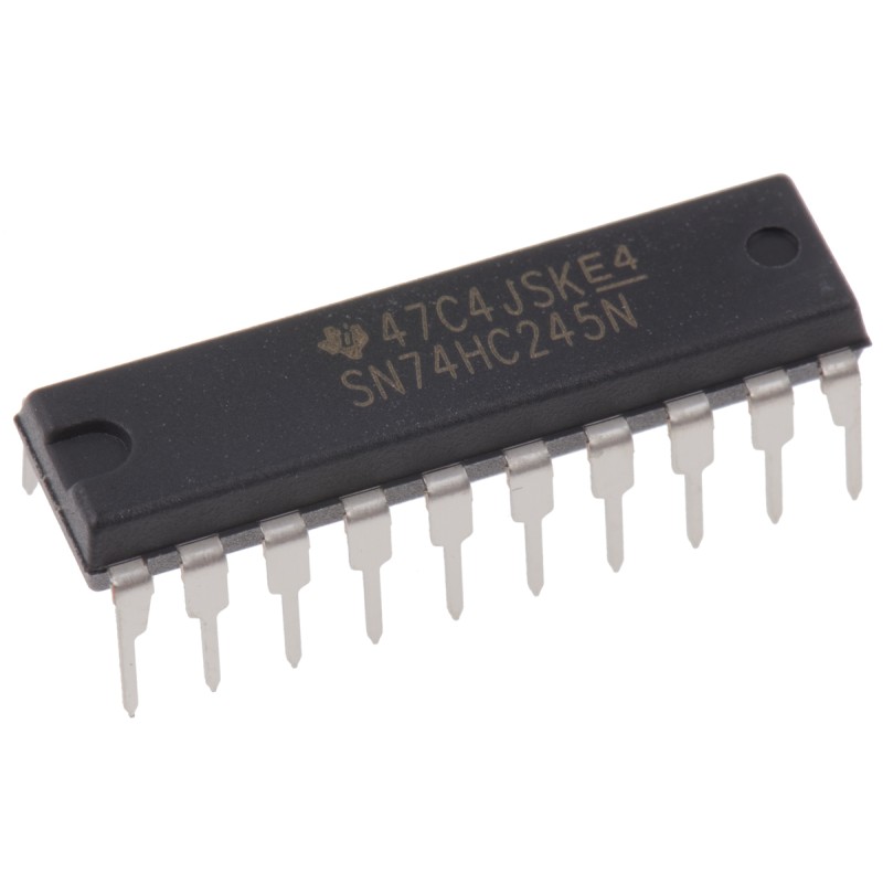20 pcs - Texas Instruments SN74HC245N, 1 Bus Transceiver, 8-Bit Non-Inverting CMOS, 20-Pin PDIP