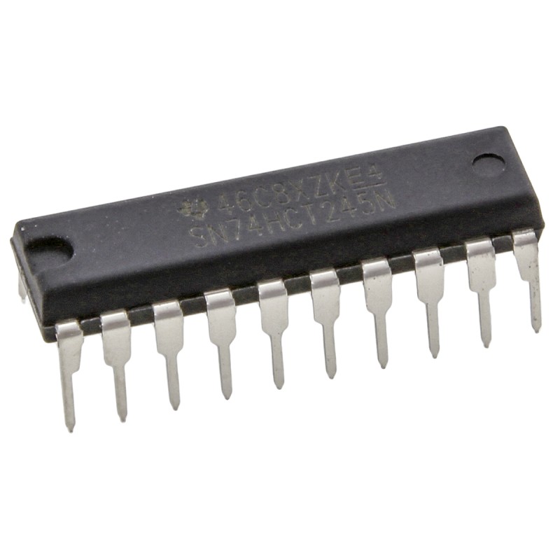 20 pcs - Texas Instruments SN74HCT245N, 1 Bus Transceiver, 8-Bit Non-Inverting CMOS, 20-Pin PDIP