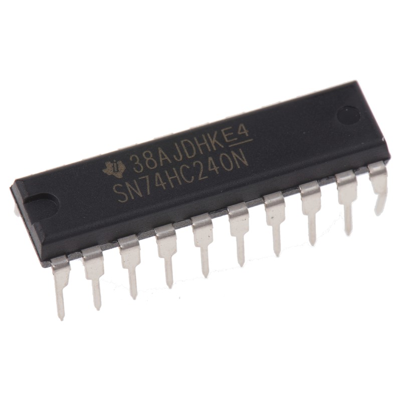 20 pcs - Texas Instruments SN74HC240N Octal-Channel Buffer & Line Driver, 3-State, Inverting, 20-Pin PDIP