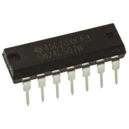 25 pcs - Texas Instruments SN74LS07N Hex-Channel Buffer & Line Driver, Open Collector, 14-Pin PDIP