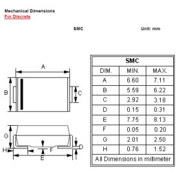 50 pcs - Diodes Inc 1000V Rectifier & Schottky Diode, DO-214AB MURS4100C
