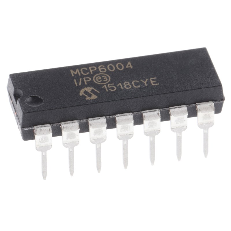 30 pcs - MCP6004-I/P Microchip, Op Amp, RRIO, 1MHz, 3 V, 5 V, 14-Pin PDIP