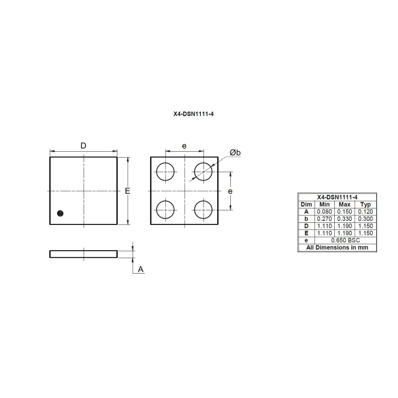 50 pcs - N-Channel MOSFET X4-DSN1111-4 Diodes Inc DMN2030UCA4-7