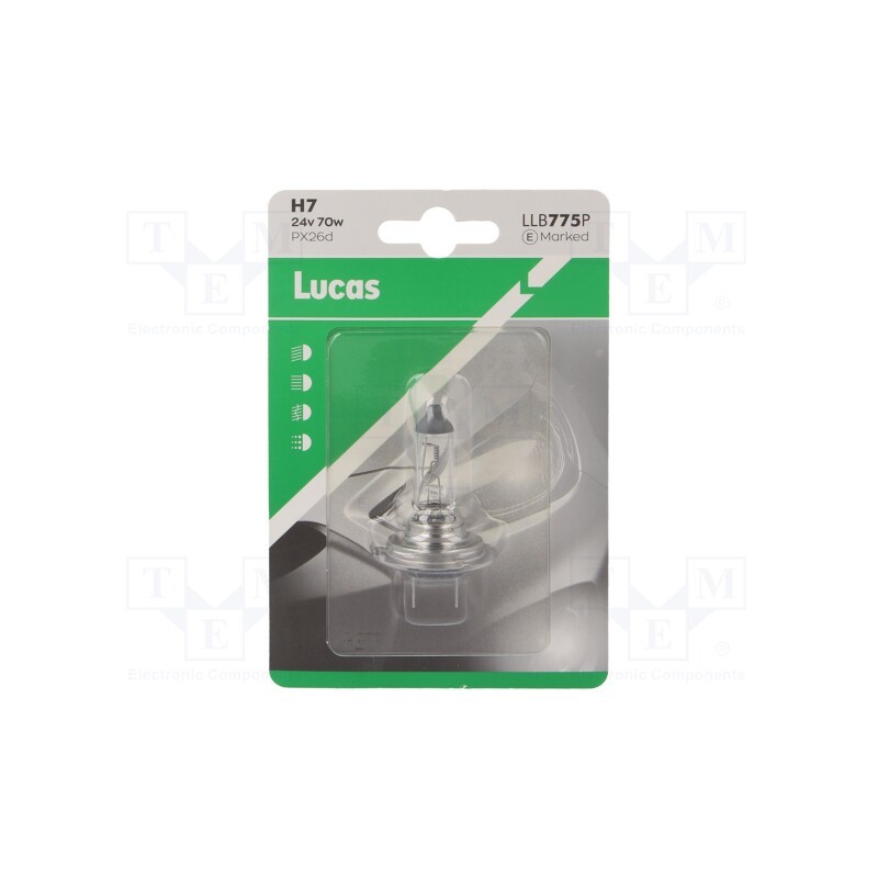 1 pcs x LUCAS - LLB775P - Filament lamp: automotive, PX26d, transparent, 24V, 70W, LLB