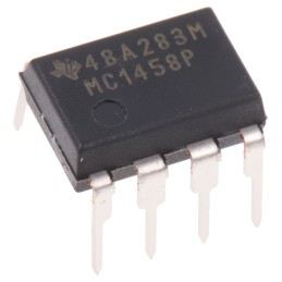 50 pcs - MC1458P Texas Instruments, Op Amp, 1MHz, 8-Pin PDIP