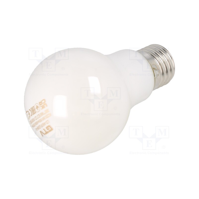 1 pcs x GTV Poland - LD-A60FLE8M-40 - LED lamp, milky, E27, 230VAC, 8W, 360°, 4000K