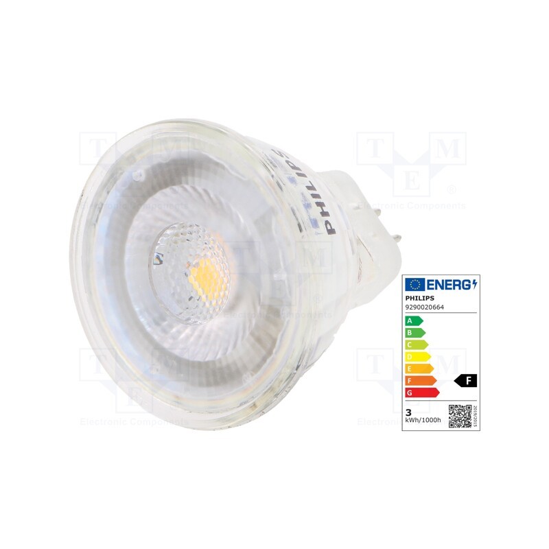 1 pcs x PHILIPS - 8718699659486 - LED lamp, warm white, GU4, 12VAC, 184lm, P: 2.3W, 36°, 2700K
