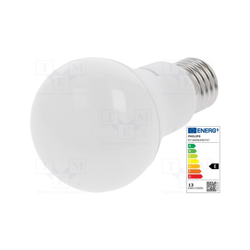1 pcs x PHILIPS - 8718696490747 - LED lamp, warm white, E27, 230VAC, 1521lm, P: 13W, 200°, 2700K
