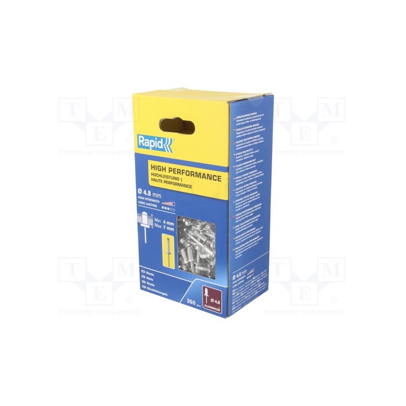 1 pcg x RAPID - 5001435 - Rivet, aluminium, Rivet diam: 4.8mm, L.rivet: 10mm, 350pcs.