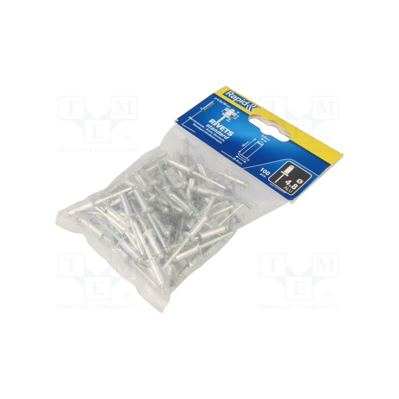 1 pcg x RAPID - 5000382 - Rivet, aluminium, Rivet diam: 4.8mm, L.rivet: 16mm, 100pcs.