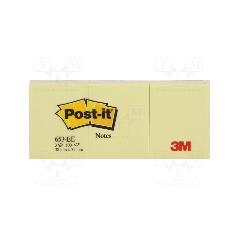 1 pcg x Post-it - 3134375323987 - Sticky notes, 38x51mm, yellow, 3pcs.