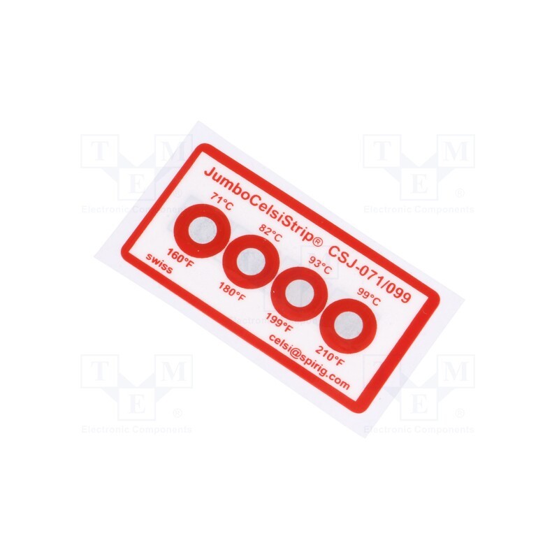 1 pcs x SPIRIG - CSJ-071/099 - Temperature indicator, 71°C,82°C,93°C,99°C, °C, 23x45mm