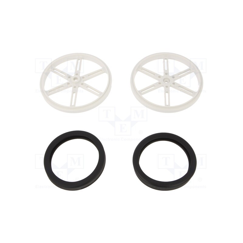 1 pcs x POLOLU - POLOLU WHEEL(25T, 5.8MM) - 90×10MM, WHIT - Wheel, white, Shaft: knurled, push-in,screw, Ø: 90mm, W: 10mm, 2pcs.
