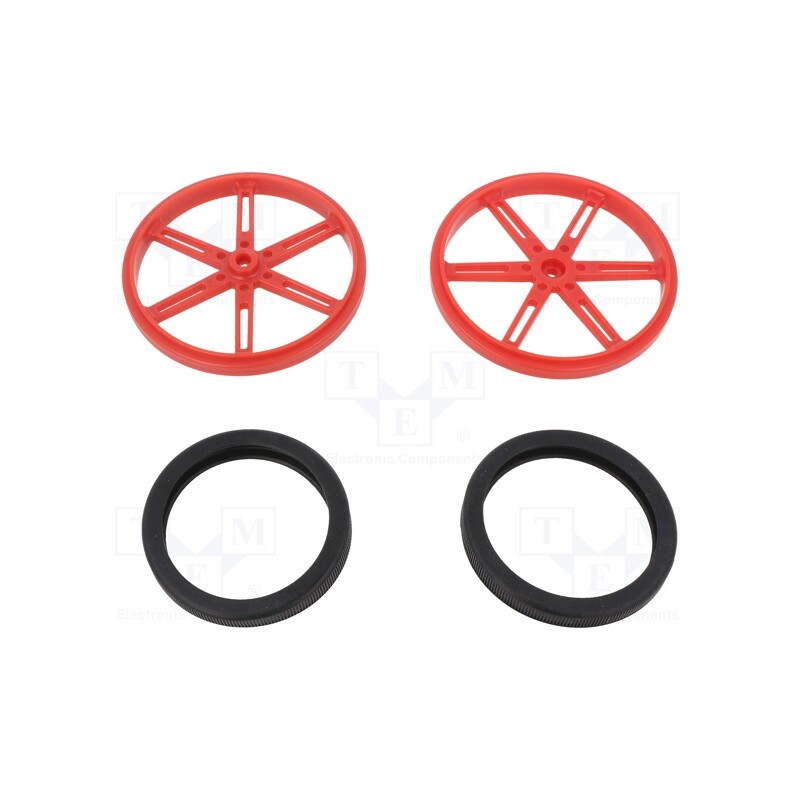 1 pcs x POLOLU - POLOLU WHEEL(25T, 5.8MM) - 90×10MM, RED - Wheel, red, Shaft: knurled, push-in,screw, Ø: 90mm, Shaft dia: 5.8mm